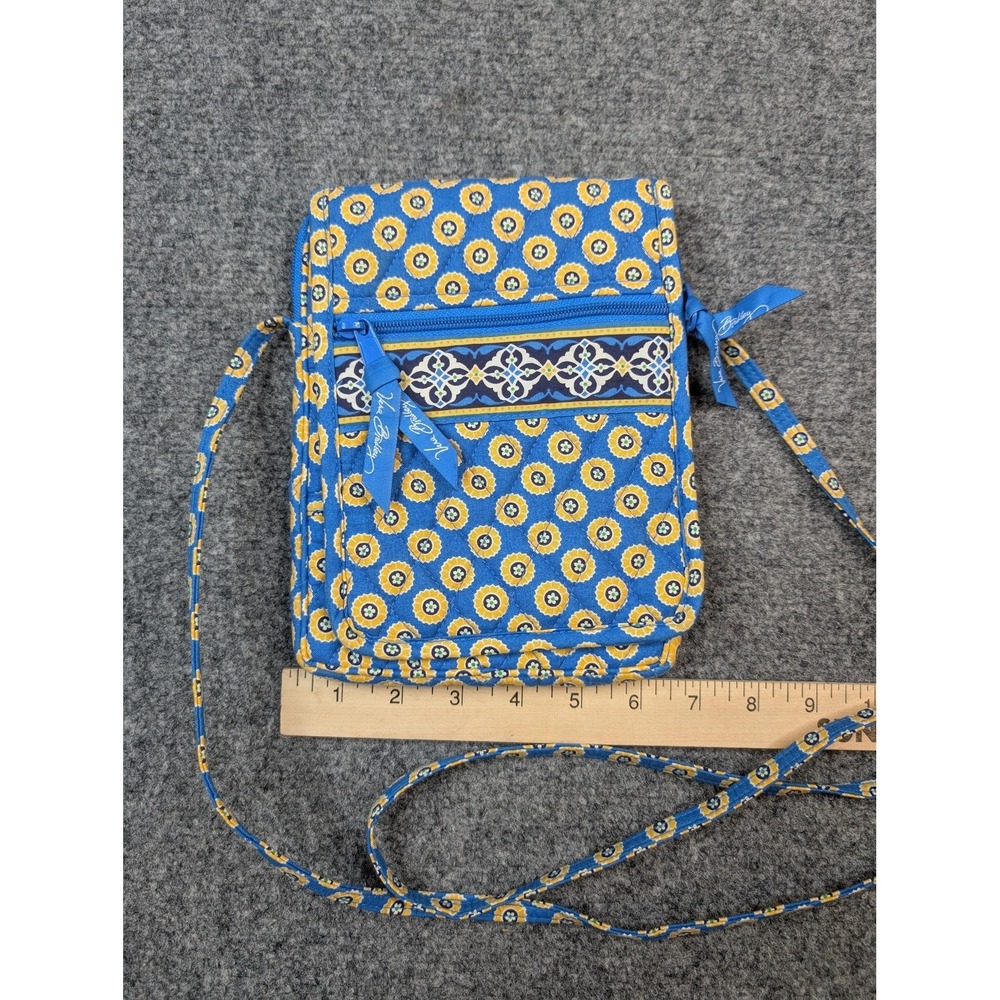Vera Bradley Crossbody Bag Womens Mini Blue Medallion Cotton Quilted Zip